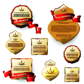 Glowing new product labels vector material 05