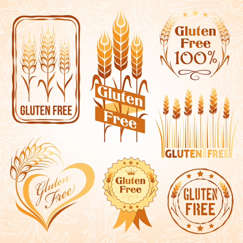 Gluten free logos with labels vector 04