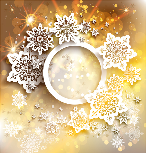 snowflake golden christmas background 