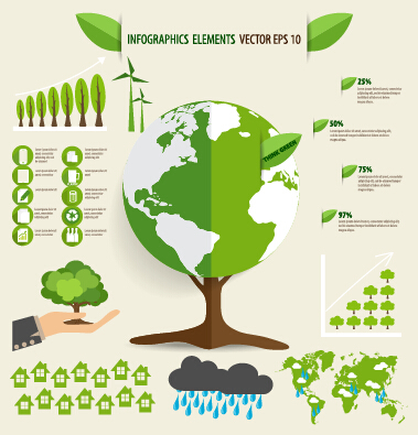 Green ecology earth infographics vector 02
