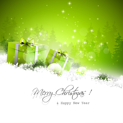 Green style christmas and new year vector background 01