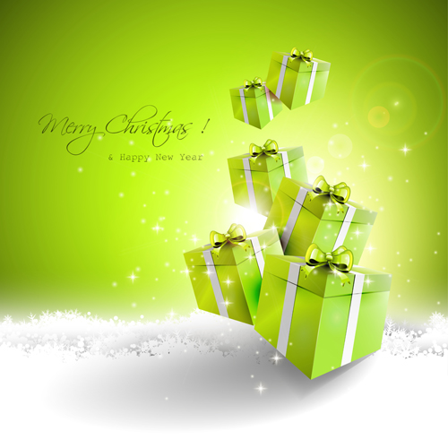 Green style christmas and new year vector background 02