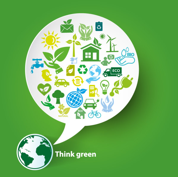 Green world with eco elements vector material