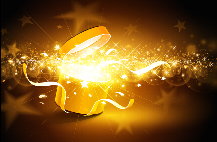 Magic light with christmas gift box vector 02