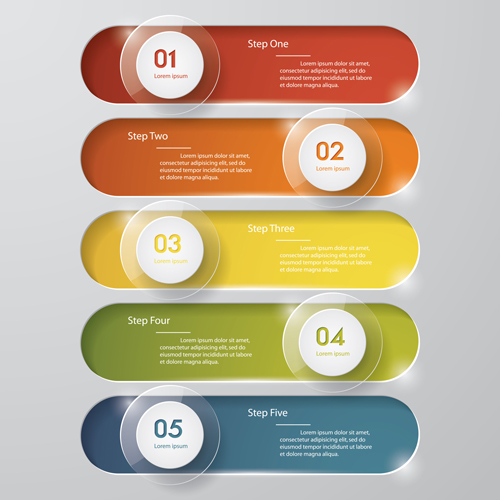 Numbered banners modern template vector 03