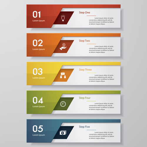 Numbered banners modern template vector 05