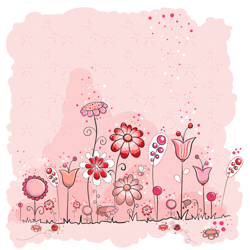pink flowers flower card 