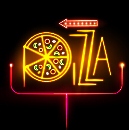 Pizza restaurants neon sign vector material 09