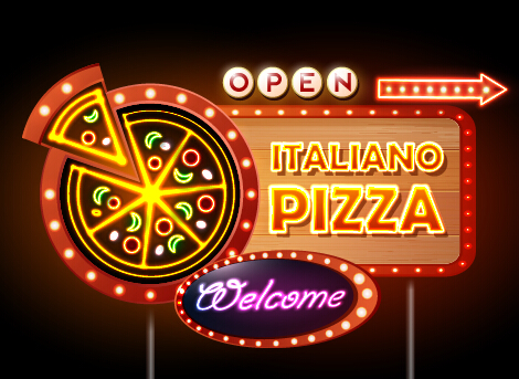 Pizza restaurants neon sign vector material 11