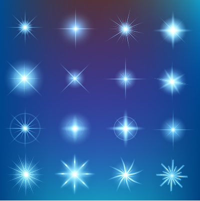 Shiny light effect stars vector material 04