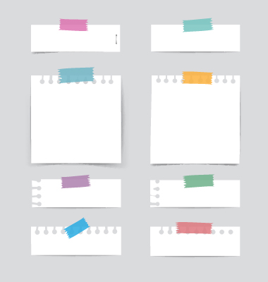 Simple note papers vector material set 09
