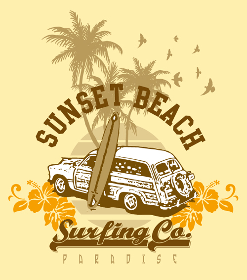 Vintage Car elements T shirt Design vector 03
