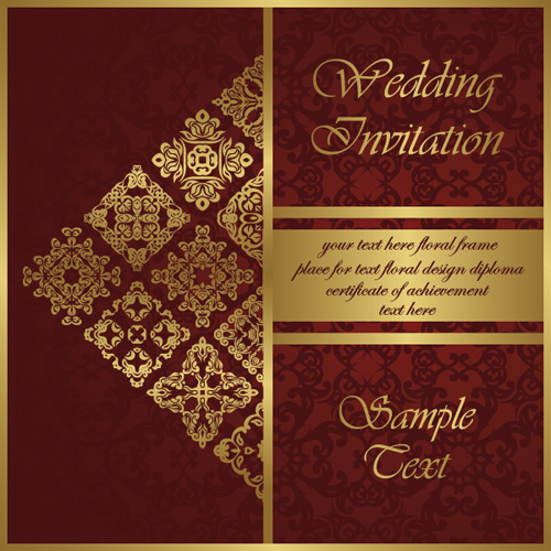Wedding Invitation Card vintage styles vector 02