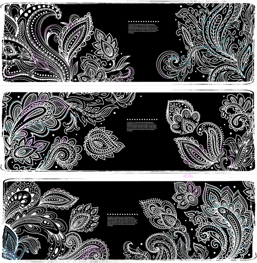 White floral ornaments banner vector