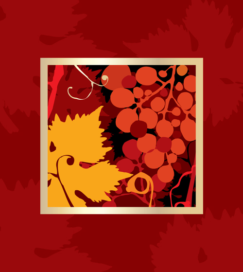 Vivid grapes elements vector background art 01