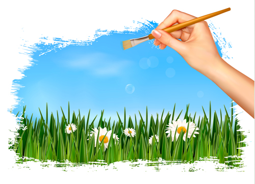 Summer Grass vector background 02