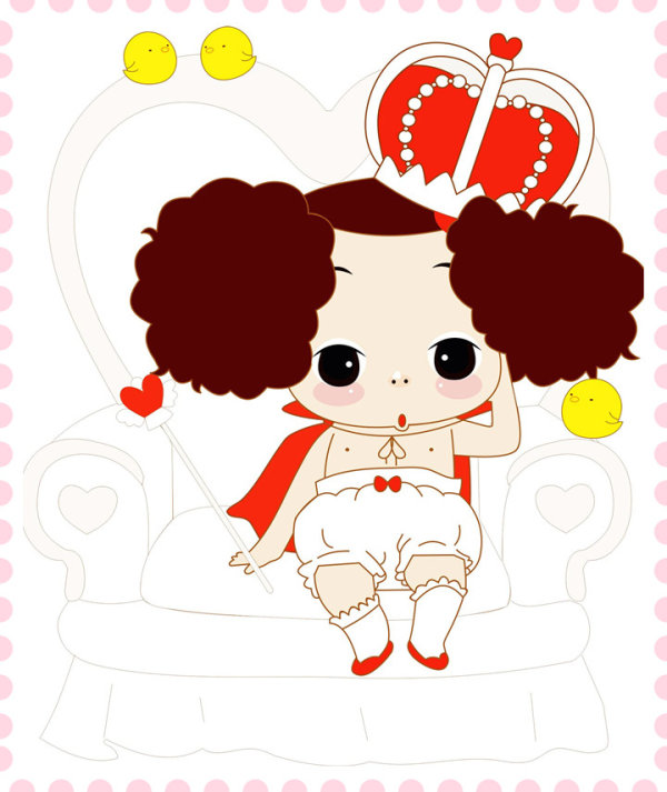 free Cute cartoon Doll vector 01