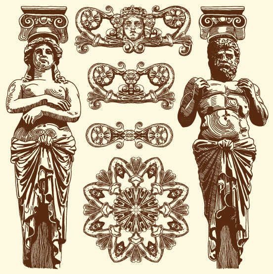 Set Vintage of Retro borders vector art 09