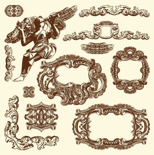 Set Vintage of Retro borders vector art 10