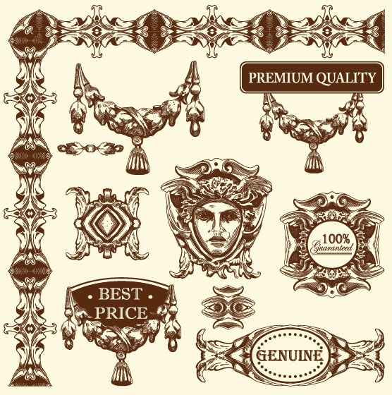 Set Vintage of Retro borders vector art 11