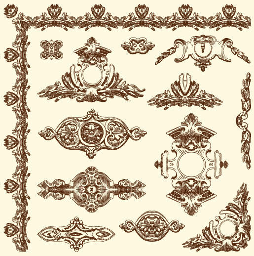 Set Vintage of Retro borders vector art 12