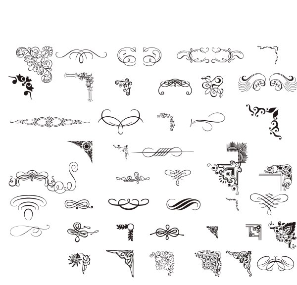 Corner Floral Borders Pattern vector set