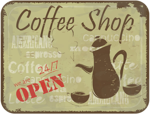 Vintage of Retro Coffee elements cards vector 01