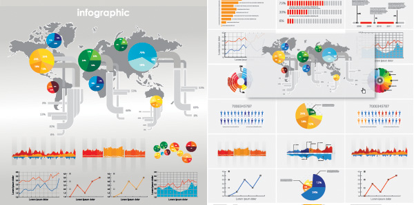 world pie chart network map of infographics infographicsdata graph diagram 