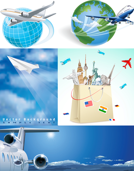 world famous buildings Travel by plane Statue of Liberty shopping bags plane infographicspaper airplane infographicsearth infographicsblue sky and white clouds infographics Eiffel Tower 