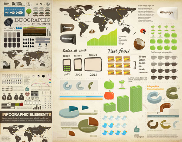 world tables pie charts maps of infographics 