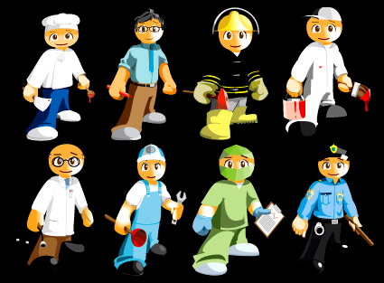 8 kinds of cartoon occupation characters Vector