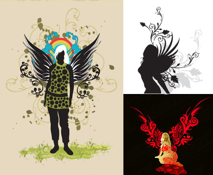 Elements of wings of the female pattern Vector