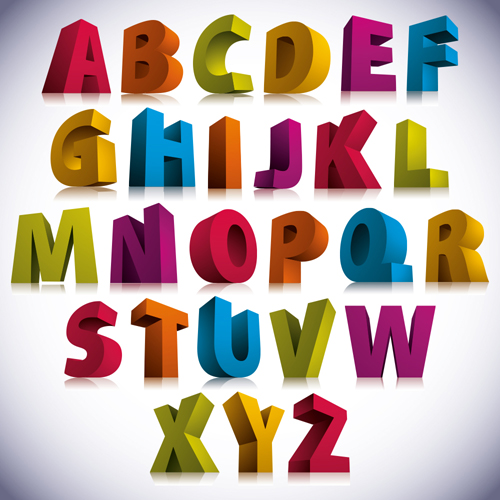 colorful alphabet 3d 