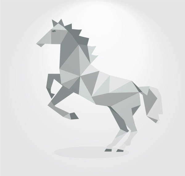 3d geometric shapes horse creative vector 01
