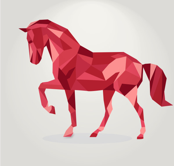 3d geometric shapes horse creative vector 02