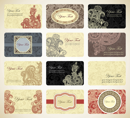 Abstract Retro floral Decoration cards vector