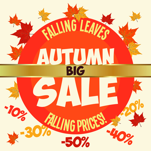 Autumn promo poster sale vector 01
