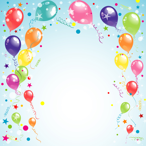Balloon ribbon happy birthday background material 02