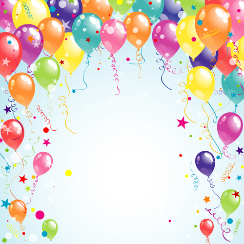 Balloon ribbon happy birthday background material 03