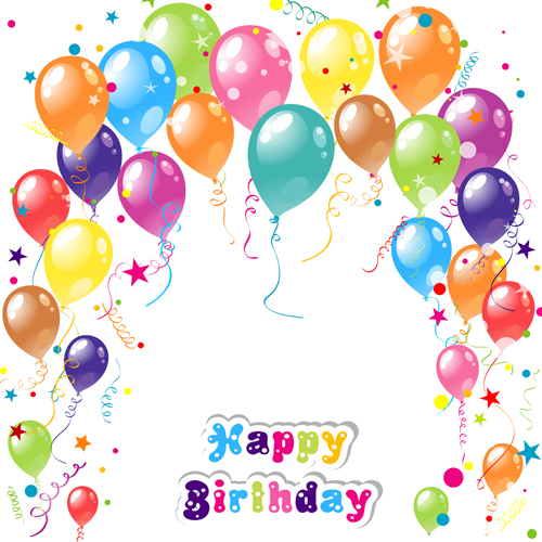 Balloon ribbon happy birthday background material 04