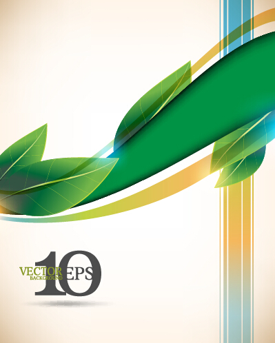 Bright green leaves backgrounds vector graphics 02