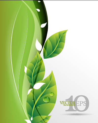 Bright green leaves backgrounds vector graphics 03