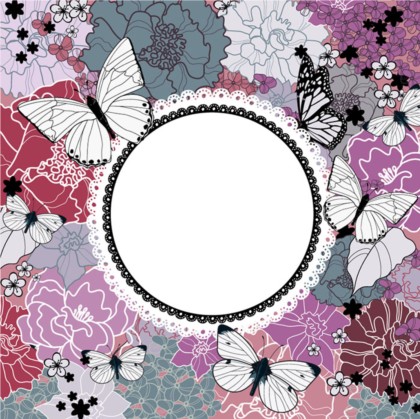 Butterfly flower background set vector Butterfly flower background set vector