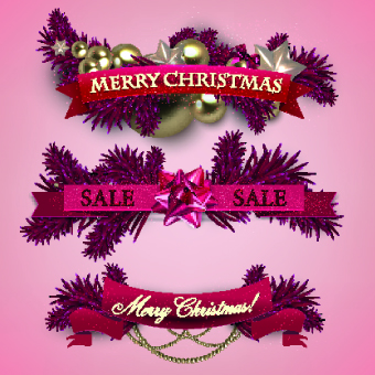Christmas with New Year festival banner vector 03