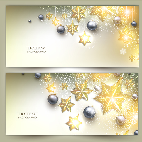 shiny ornaments christmas banners 