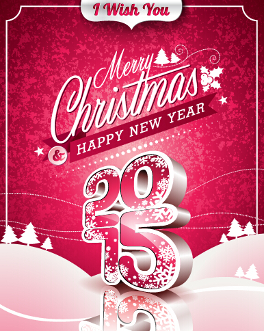 Christmas with new year 2015 creative vector 03