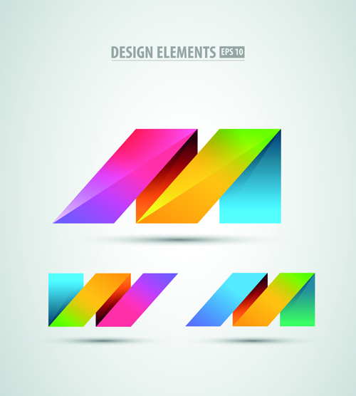 Colored origami design elements vector 04