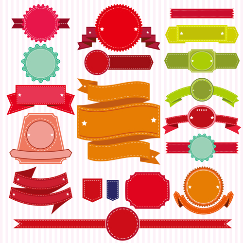 Colored ribbon banners with labels vector material 02