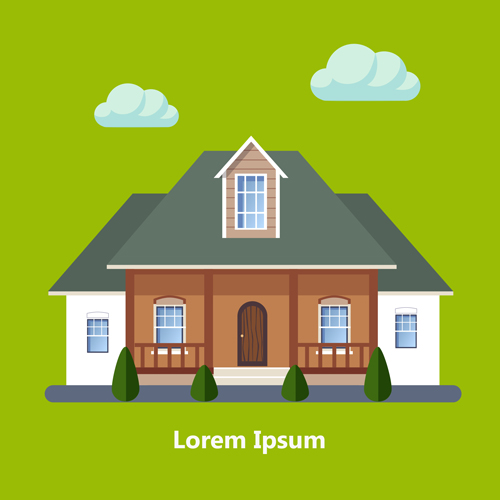 Flat style houses creative template vector set 02
