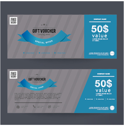 Gift voucher vintage vectors 06